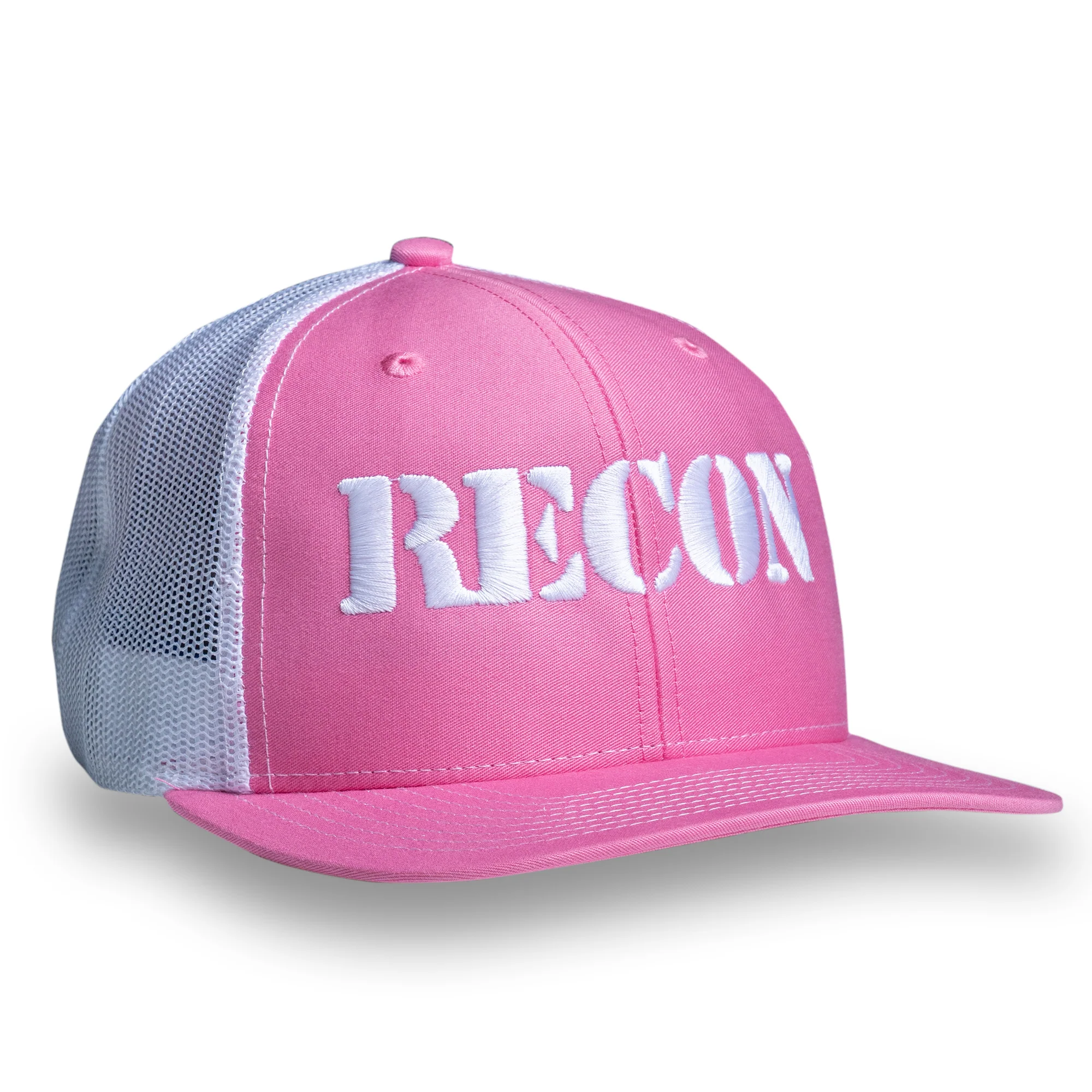 RECON Snapback Trucker Hat - Hot Pink / White - Image 2