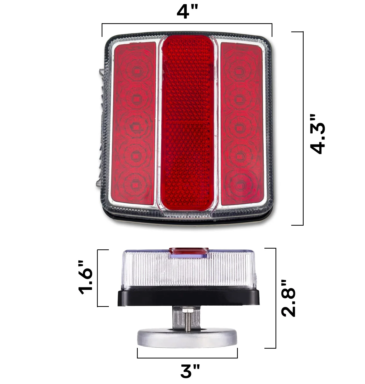 Red Magnetic 2-Pc Universal LED Trailer Lights (Red Running Lights, Brake Lights & Turn Signals) 7-Pin Plug - Image 6