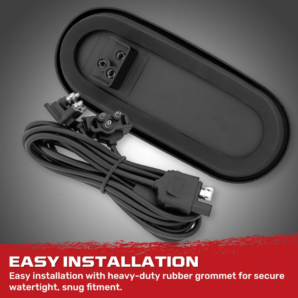 Red Oval 6" Universal 2-Pc LED Cargo Trailer Lights (Red Running Lights, Brake Lights & Turn Signals) 4-Wire Pin System - Image 11