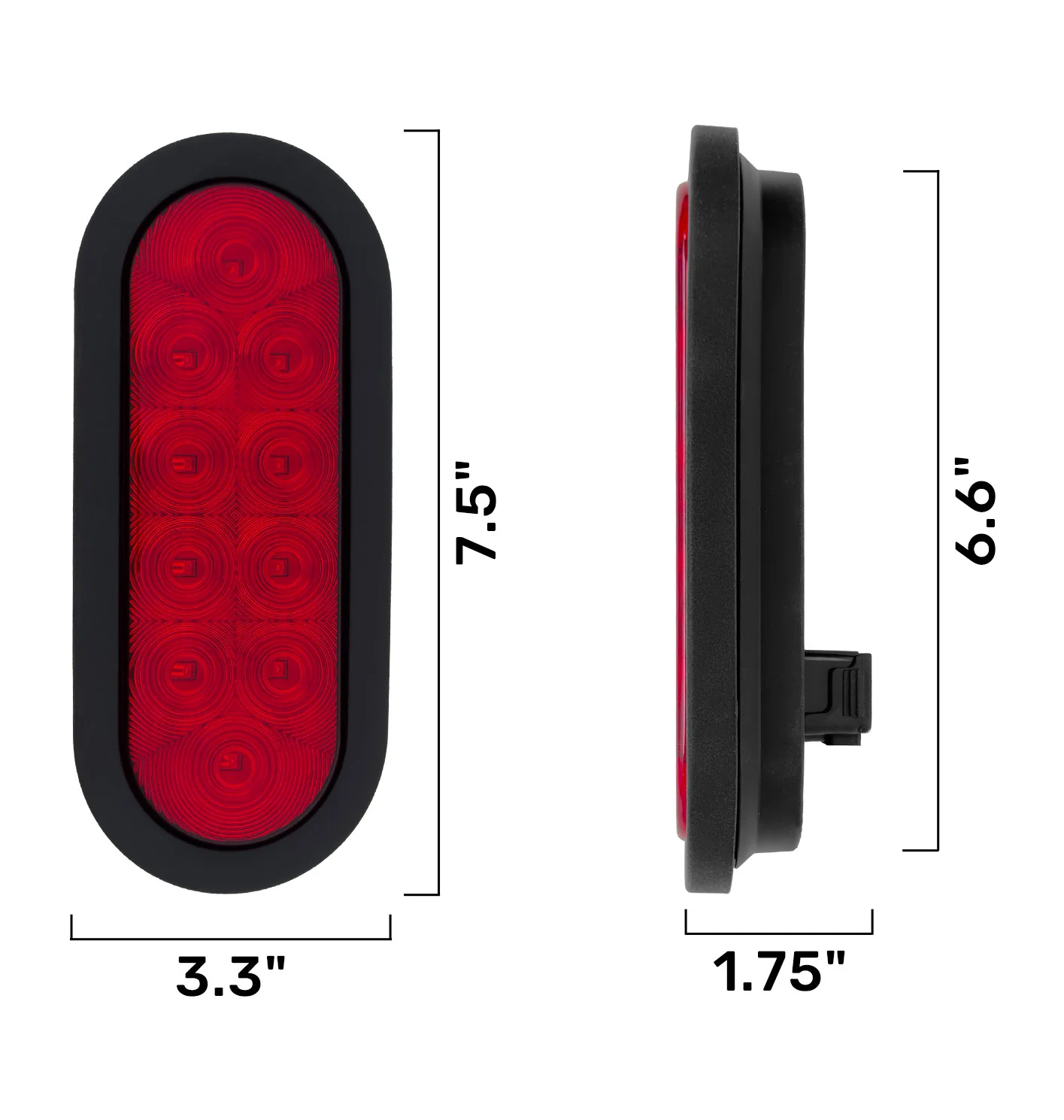 Red Oval 6" Universal 2-Pc LED Cargo Trailer Lights (Red Running Lights, Brake Lights & Turn Signals) 4-Wire Pin System - Image 4