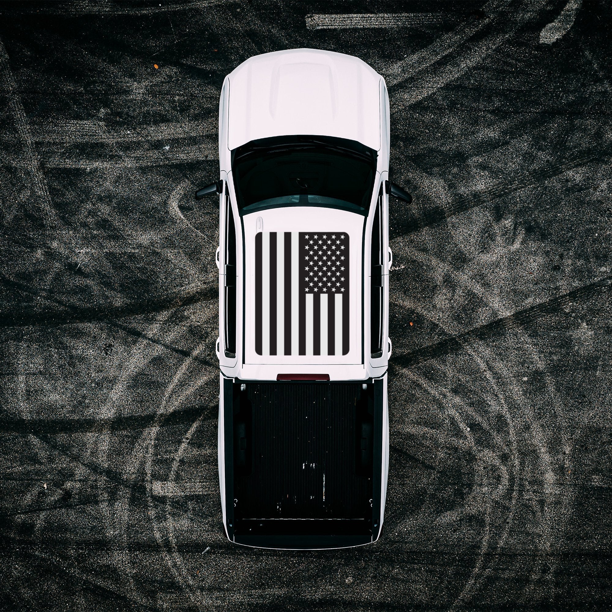 Roof Vinyl Wrap - USA Black and Silver Flag