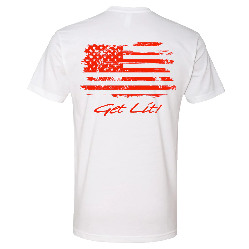 Short Sleeve | R-Logo with Flag on a White T-Shirt - Image 3