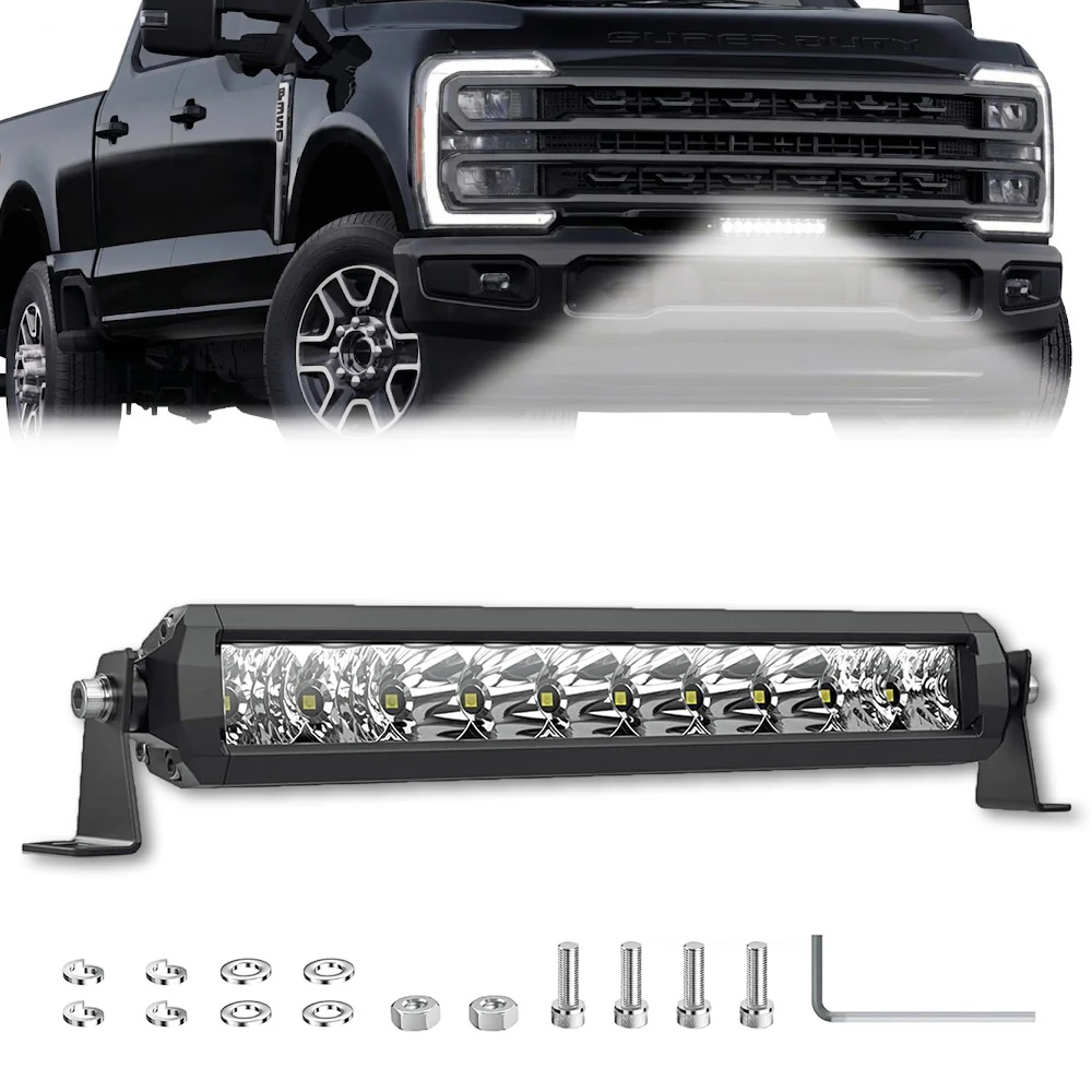Universal 12" Heavy Duty Aluminum Ultra Bright 50W Flood Spot Combo LED Light Bar - Multiple Colors