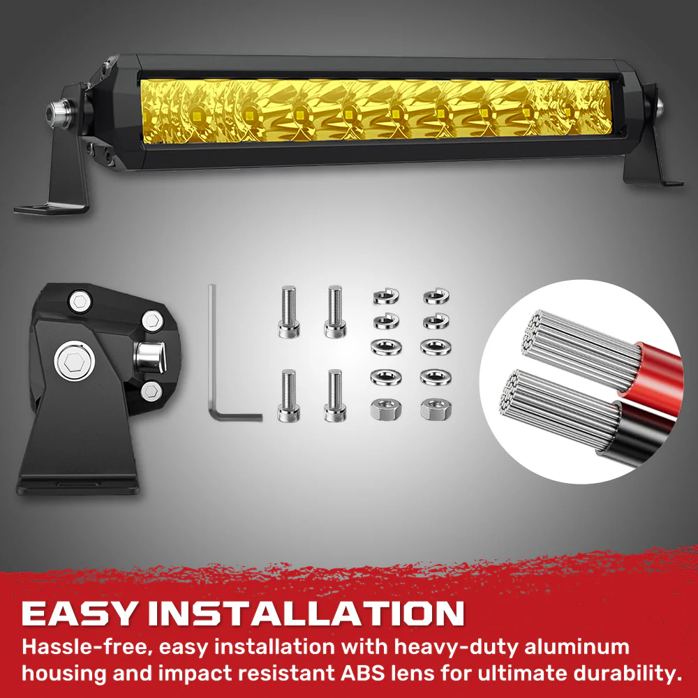 Universal 12" Heavy Duty Aluminum Ultra Bright 50W Flood Spot Combo LED Light Bar - Multiple Colors - Image 14