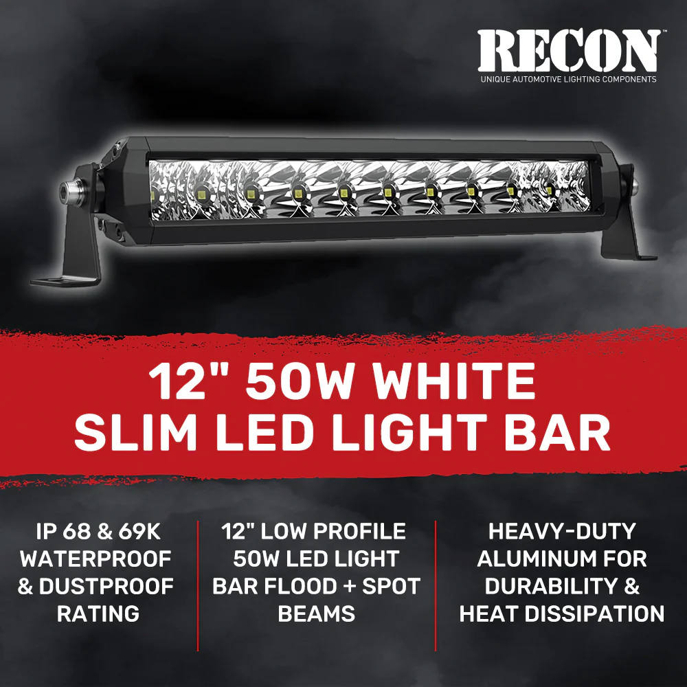 Universal 12" Heavy Duty Aluminum Ultra Bright 50W Flood Spot Combo LED Light Bar - Multiple Colors - Image 6