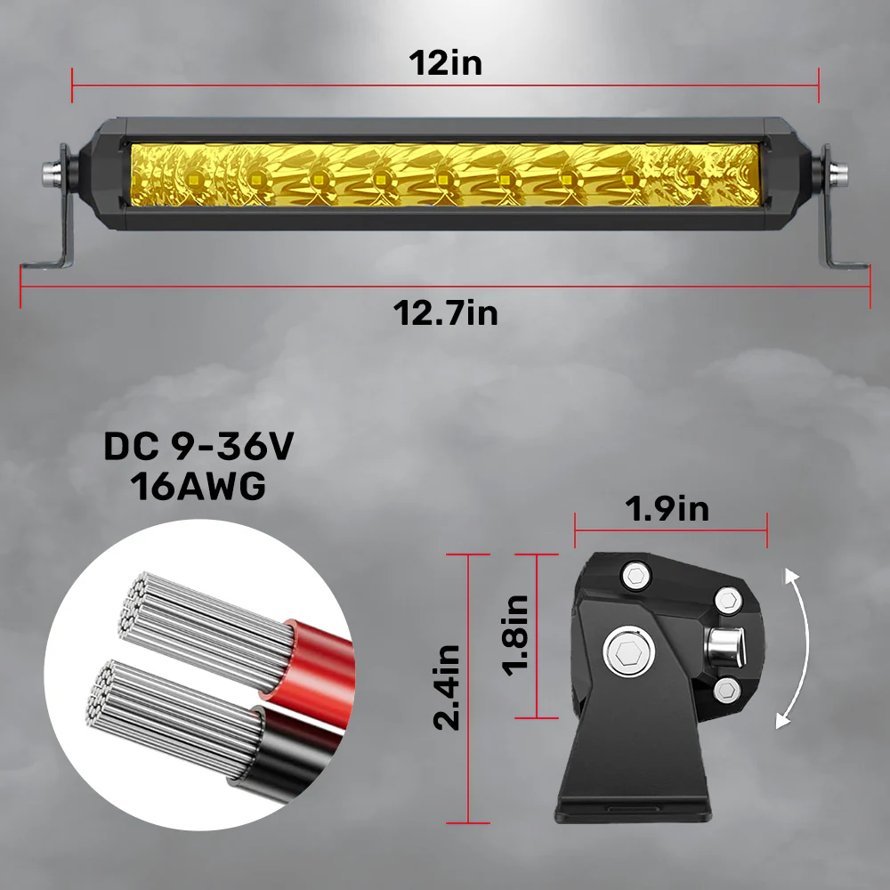 Universal 12" Heavy Duty Aluminum Ultra Bright 50W Flood Spot Combo LED Light Bar - Multiple Colors - Image 9