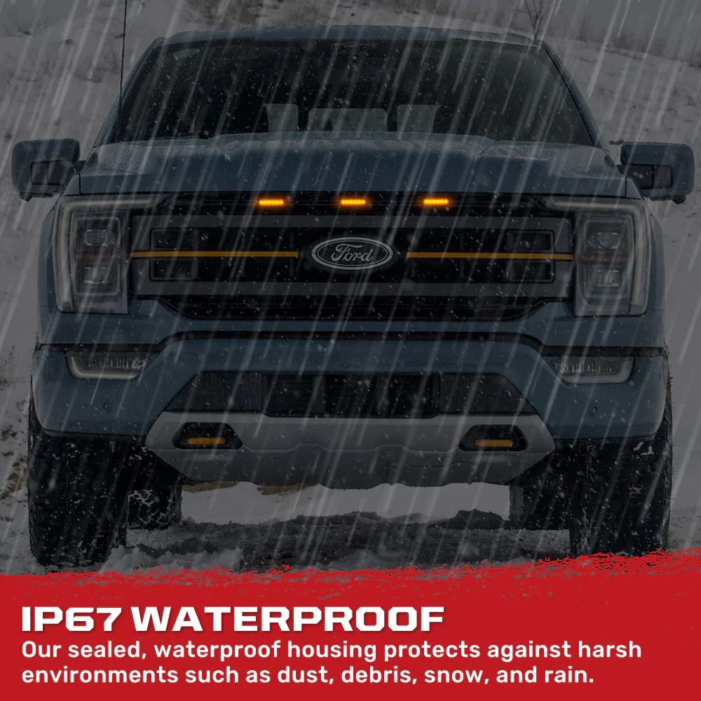 Universal 3-Pc Front Grille High Power Switchable Amber or White LED Running Lights - Smoked Lens - Image 8