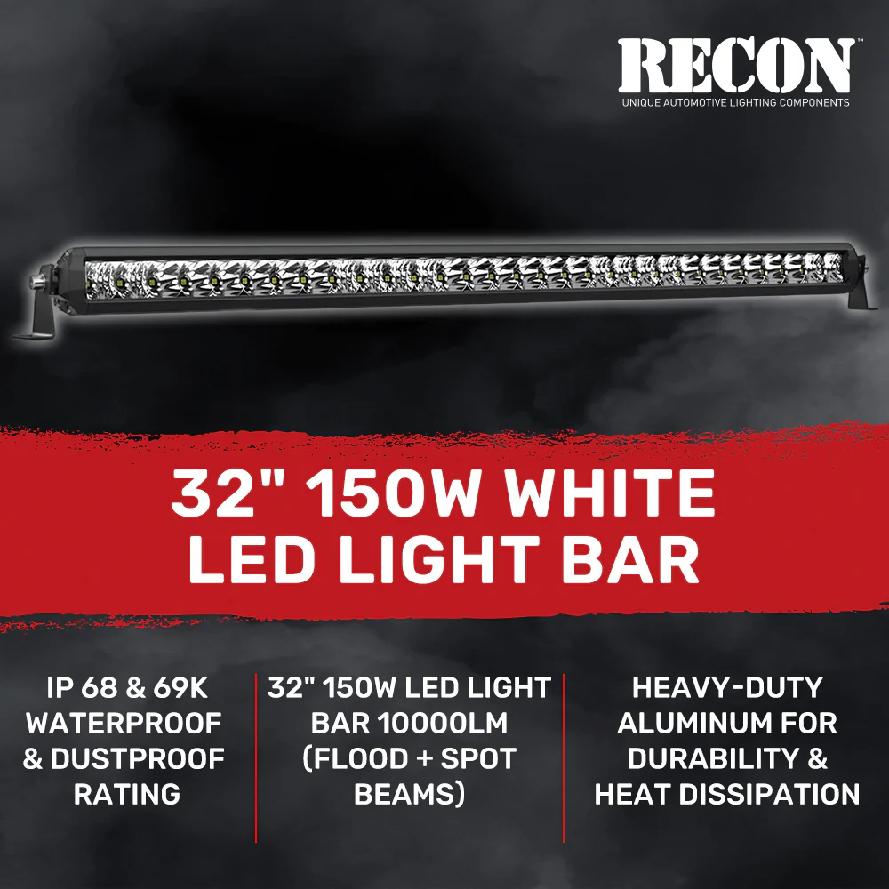 Universal 32" Heavy Duty Aluminum Ultra Bright 150W White Flood Spot Combo LED Light Bar - Image 3