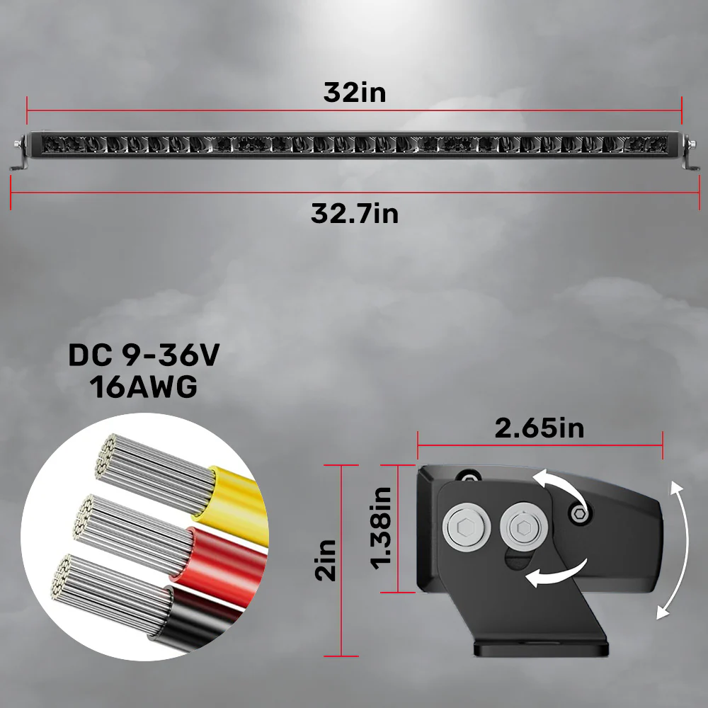 Universal 32" Heavy Duty Low Profile Slim Aluminum Ultra Bright 200W Dual Color Amber/White Flood Spot Combo LED Light Bar - Image 4