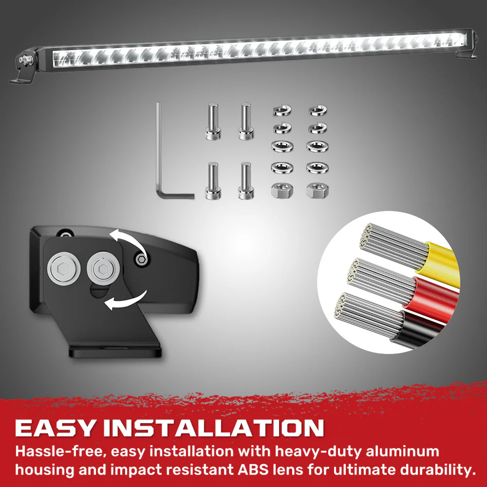 Universal 32" Heavy Duty Low Profile Slim Aluminum Ultra Bright 200W Dual Color Amber/White Flood Spot Combo LED Light Bar - Image 8