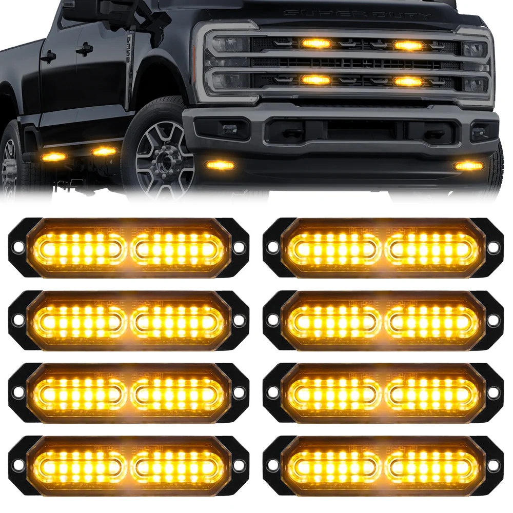 Universal 8-PC Ultra Slim Aluminum Surface Mounted 4.5" Emergency Ultra Bright LED Strobe w/ 17 Light Functions - Multiple Options - Image 30