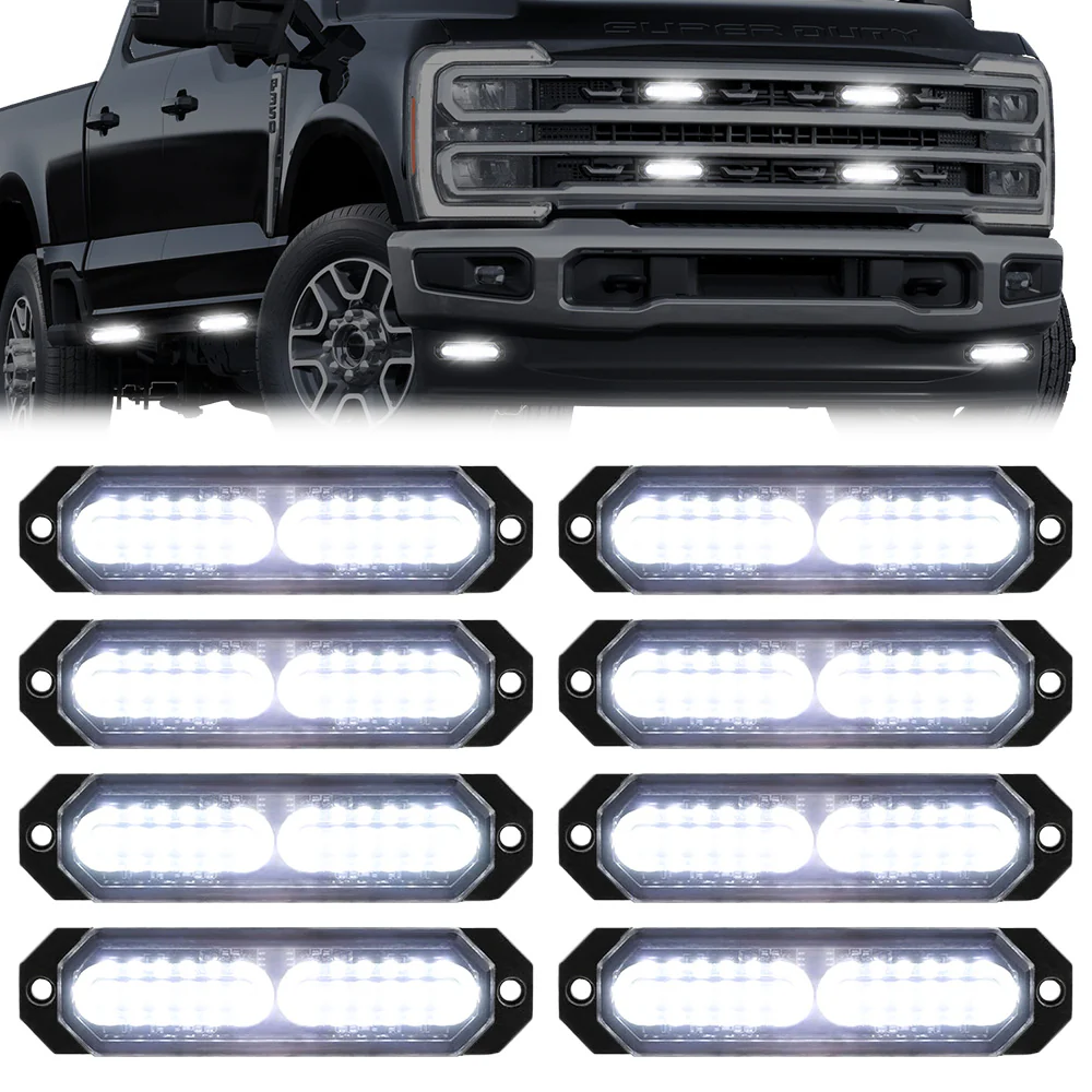 Universal 8-PC Ultra Slim Aluminum Surface Mounted 4.5" Emergency Ultra Bright LED Strobe w/ 17 Light Functions - Multiple Options - Image 37