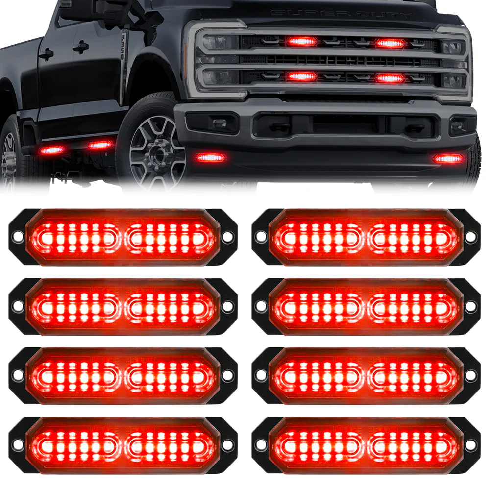 Universal 8-PC Ultra Slim Aluminum Surface Mounted 4.5" Emergency Ultra Bright LED Strobe w/ 17 Light Functions - Multiple Options - Image 44
