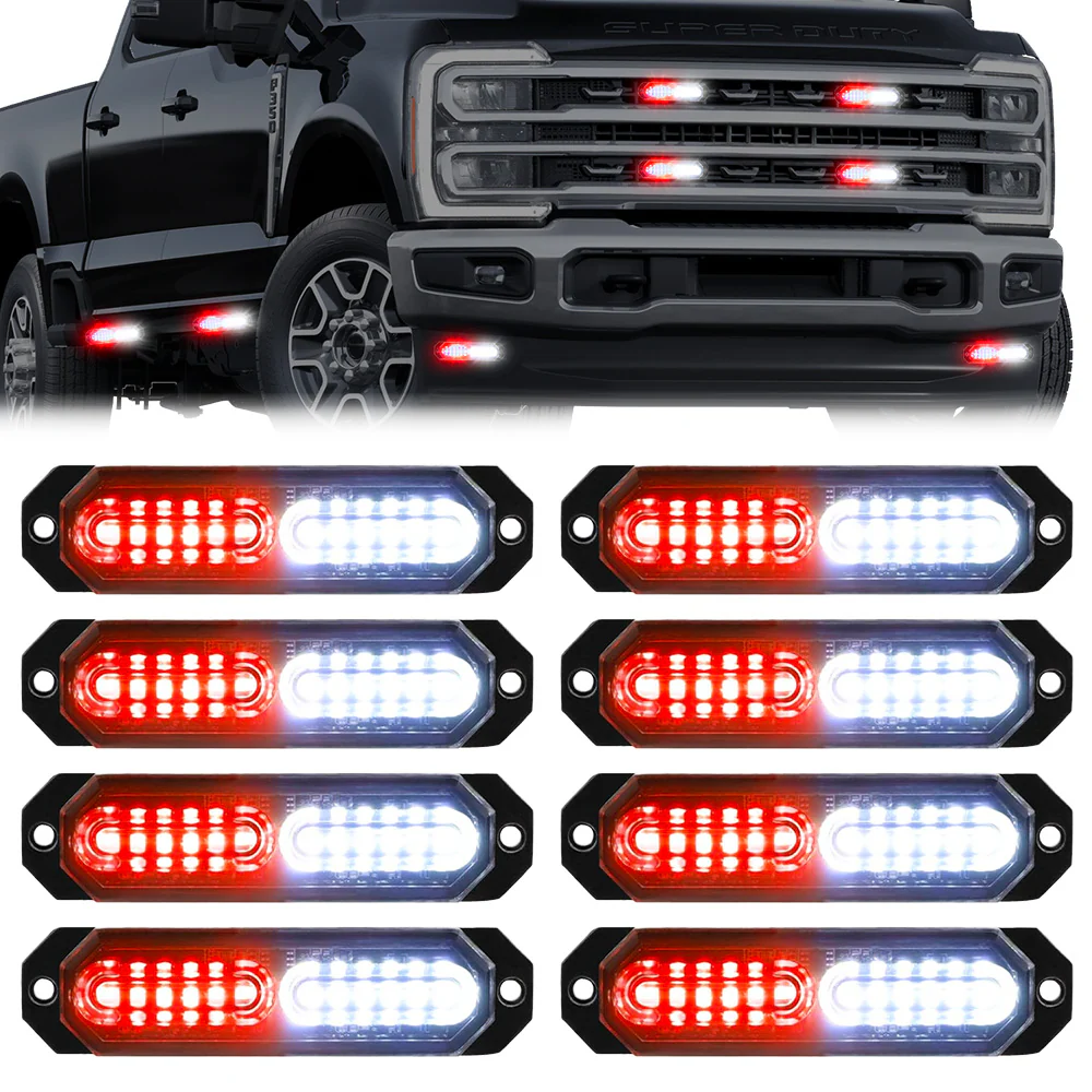 Universal 8-PC Ultra Slim Aluminum Surface Mounted 4.5" Emergency Ultra Bright LED Strobe w/ 17 Light Functions - Multiple Options - Image 47
