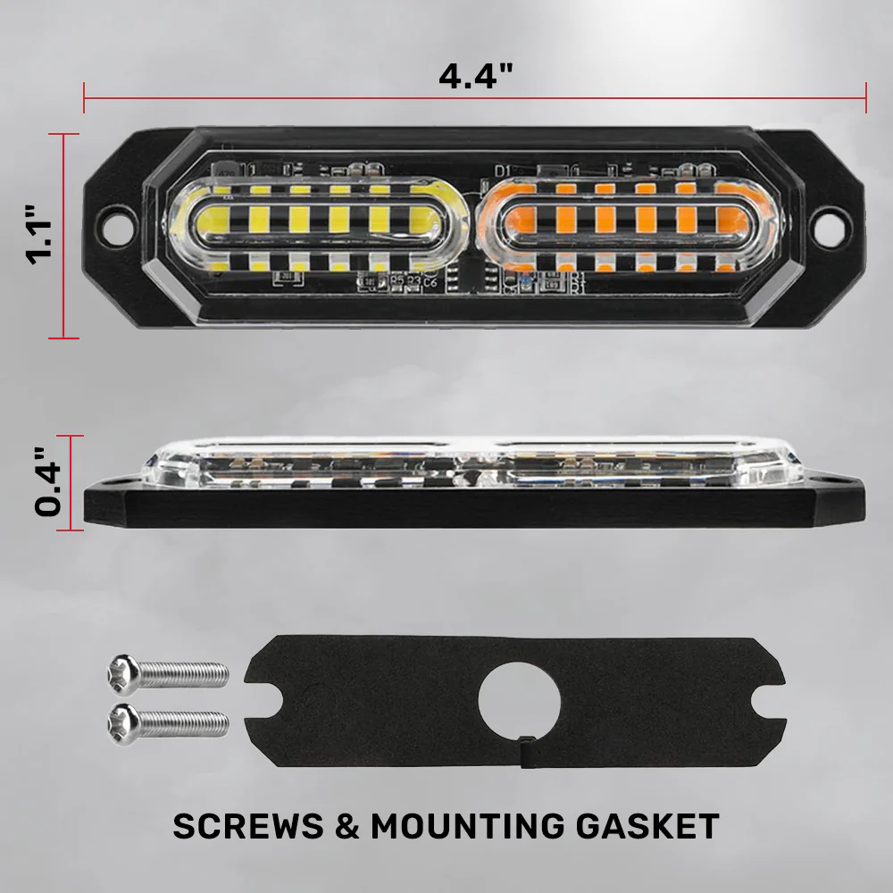 Universal 8-PC Ultra Slim Aluminum Surface Mounted 4.5" Emergency Ultra Bright LED Strobe w/ 17 Light Functions - Multiple Options - Image 5