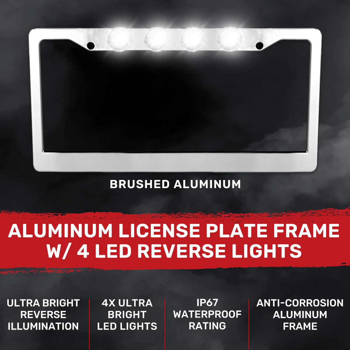 Universal Aluminum Standard U.S License Plate Frame with 4 XML CREE LED Reverse Lights - Multiple Options - Image 5